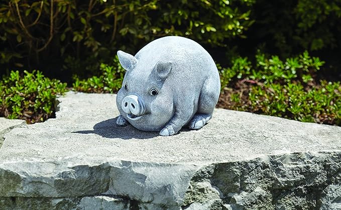 Roman - Pig Bluetooth Speaker Pudgy Pal, 6" H, Garden Collection, Resin and Stone, Decorative, Gift, Home Outdoor and Indoor Decor, Durable, Long Lasting