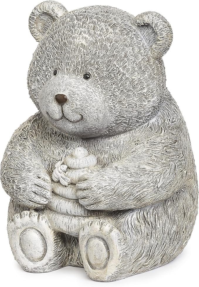 Roman Garden - Bear with Honey Statue, 7.75" H, Pudgy Pals Collection, Resin and Dolomite, Decorative, Garden Gift, Home Outdoor Decor, Durable, Long Lasting
