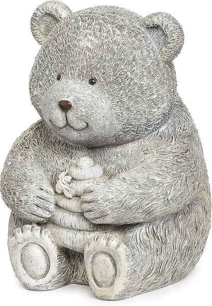 Roman Garden - Bear with Honey Statue, 7.75" H, Pudgy Pals Collection, Resin and Dolomite, Decorative, Garden Gift, Home Outdoor Decor, Durable, Long Lasting