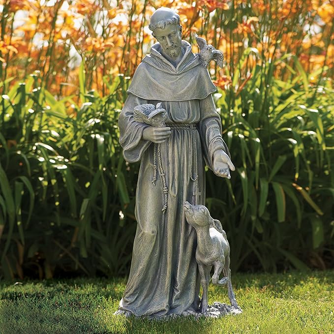 Joseph's Studio by Roman – 36.5" St. Francis with Fawn Garden Statue – Religious Outdoor Decor for Yard, Lawn, or Memorial