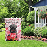 Black Lab Valentine Garden Flag Valentines Day Flags for Outside 12x18 Double Sided Small Yard Flags Labrador Dog Valentine's Day Decor Outdoor Lawn Valentines Banners Front Porch