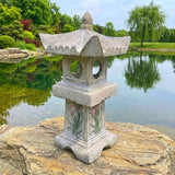 23.6’’High Asian Orchid Pagoda Statue Miniature Tower Lantern Garden Decoration Figurines Outdoor Japanese Decoration Zen Courtyard Landscape