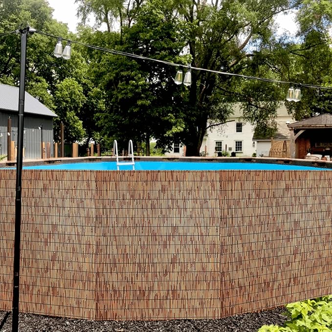 KOIUEYW Bamboo Reed Fencing, Light Russet Bamboo Fence Rolls 6 Feet High, Decorative Privacy Screen Reed Curtains for Patio Balcony Garden Backyard Outdoor, 6 x 16 FT