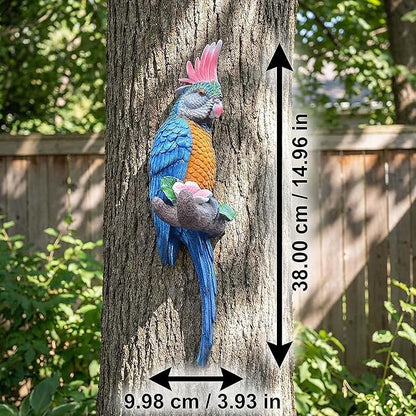 Tropical Hanging Parrot Decor,Real Resin Bird Figurines,Bird Statues,Home Ornament Decor for Tiki Bar,Perfect for Yard Ornaments,Tree Decorations Outdoor,Patio,Lawn,Tree Trunk, Porch