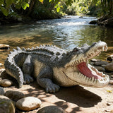 Teaeeno Garden Alligator Outdoor Decor,Crocodile Sculpture for Stuff Pond Decor,Florida Alligator Sculpture for Yard Art,Realistic Wild Animal,Reptile Figure,Florida Alligator,Perfect for Man