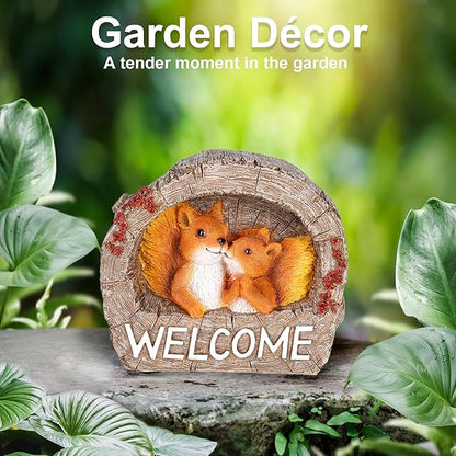 Lily's Home Squirrel Garden Statue, Charming Polyresin Garden Figurine, Multicolored, Welcome Squirrel, Outdoor Garden Decor