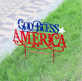 Glitzhome 4th of July Decorations Outdoor, 23.25"H Patriotic GOD BLESS AMERICA Decorative Garden Stakes, Metal Americana Patriotic Day Yard Sign, Memorial Day Yard Signs for Lawn Porch Decor