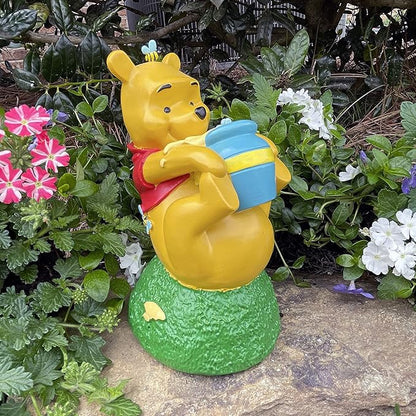 Disney Winnie The Pooh Rolling Honey Pot Everyday Outdoor Garden Statue, 7 inches Tall, Officially Licensed Disney Product
