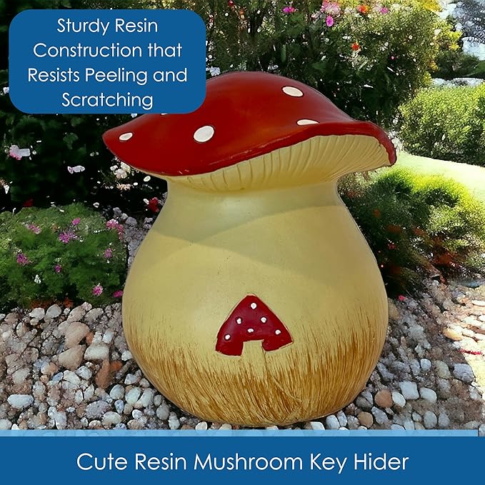 Gift Essentials Toadstool Decorative Garden Statue and Key Hider - Hides a Secret Extra Hidden Key Outside in Garden, Yard or Porch