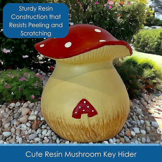 Gift Essentials Toadstool Decorative Garden Statue and Key Hider - Hides a Secret Extra Hidden Key Outside in Garden, Yard or Porch