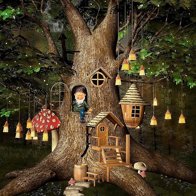 5.7-inch Elf Out The Door Tree Hugger,Funny Garden Gnome Statue, Hanging Resin Gnome Figurine,Whimsical Tree Sculpture,Garden Peeker Statue,Ideal Patio Yard Lawn Porch Decoration