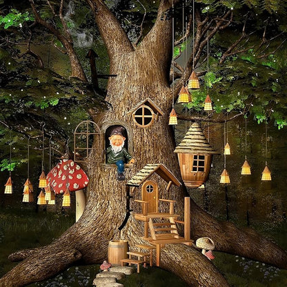 5.7-inch Elf Out The Door Tree Hugger,Funny Garden Gnome Statue, Hanging Resin Gnome Figurine,Whimsical Tree Sculpture,Garden Peeker Statue,Ideal Patio Yard Lawn Porch Decoration