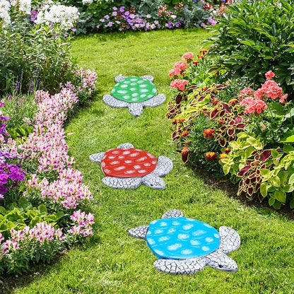 Yalikop 3 Pcs Turtle Stepping Stones Resin 7-10inch Decorative Stepping Stone Turtle Outdoor Garden Decorations for Garden Patio Walkway Sculpture Yard Art