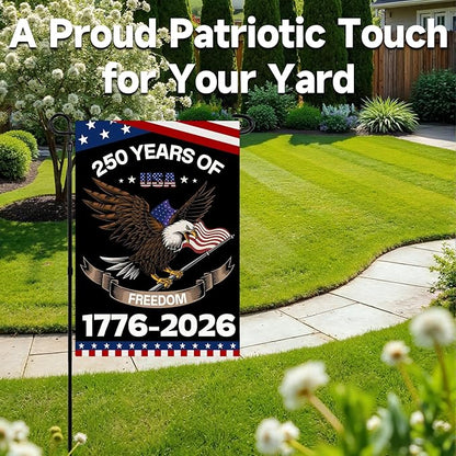 250 Anniversary America Garden Flag, 250th Anniversary USA Patriotic Double-Sided Banner, Double-Sided Burlap, 1776-2026 Semiquincentennial Commemorative, Suitable for Outdoor Lawn Decor (A2-L-28x40 Inch)