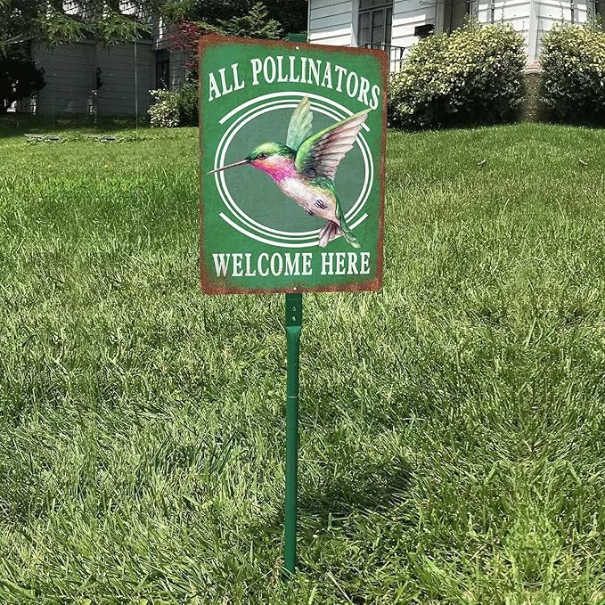 Vintage Garden Signs pollinator work zone Retro Yard Metel Tin Signs outdoor Aluminium Wall Decor