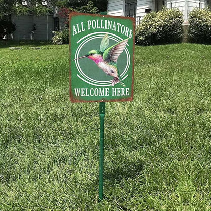 Vintage Garden Signs all pollinators welcome here Retro Yard Metel Tin Signs outdoor Aluminium Wall Decor