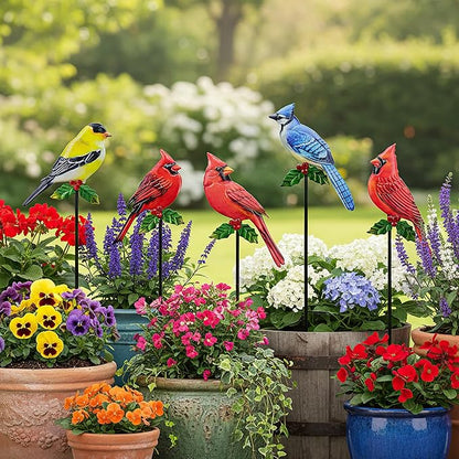 5 Pack Birds Metal Decorative Garden Stakes - 20 Inch Shaker Patio Decor Art and Rust Resistant Metal Garden Decor for Indoor and Outdoor Decor - Perfect for Patio and Lawn Ornaments