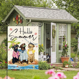 AVOIN colorlife Hello Summer Sea Beach Dogs Garden Flag 12x18 Inch Double Sided Outside, Floral Starfish Seasonal Holiday Yard Outdoor Decoration