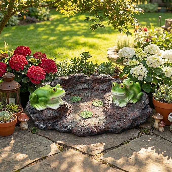 Frog Statue Splash Block Gutter Downspout Garden Decor, Larger Animals Gutter Downspout Splash Block Extensions Ornament Rain Concrete Resin Diverter Accessory, Outdoor Patio Decor Gift (13.8In)