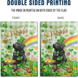 Black Lab St Patricks Day Garden Flag Labrador Dog St Patrick's Day Yard Flags for Outside 12x18 Double Sided Buffalo Plaid Shamrock Flag Small Outdoor Rainbow St Patrick's Decor