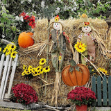 Morning View Pumpkin Garden Stakes Metal Yard Sign Fall Decor Outdoor Autumn Yard Stake Art Pumpkin Lawn Ornaments for Patio Porch Thanksgiving Halloween Harvest 17.5 Inches Tall Set of 2