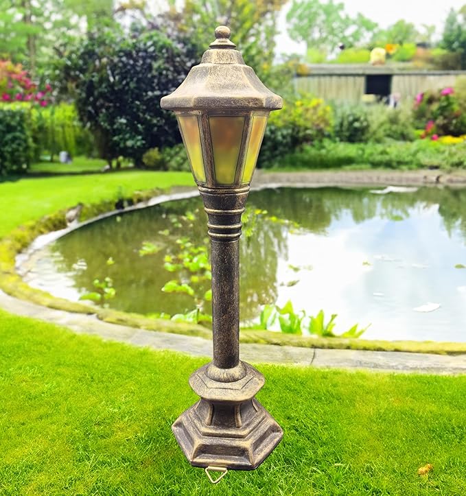 coolboy Street Light Garden Statue for Dogs to Pee On,Puppy Pee Post Training Tool Street Lamp Resin Statue,Indoor Outdoor Street Lights Decor Figurines for Yard Art and Garden Lawn,The （Gold）