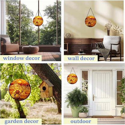 Stained Glass Suncatcher Yellow Desert Camel Handmade Window Hangings Colored Glass Suncatcher Crafts Kits for Indoor Garden Christmas Home Decor 6.3 in
