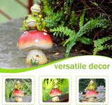 Leekung Turtle Riding Frog Sitting On Mushroom for Garden Decor, Frog Statue&Mushroom Figurines for Outdoor Garden Backyard Yard Porch Patio Lawn, Spring Decorations Gardening Gifts for Women Unique