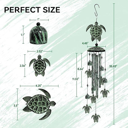 Turtle Wind Chimes for Outside, 36" Large Windchimes Outdoors, Sea Turtle Decor Memorial Wind Chimes for Outdoor, Sympathy Gifts & Home Yard Patio Decoration