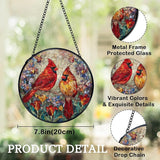 Cardinal Suncatchers Stained Glass Window Hanging, Cardinal Gifts for Women,Red Flower Sun Catchers Indoor Window Glass Round Wall Decor, 7.9x7.9in