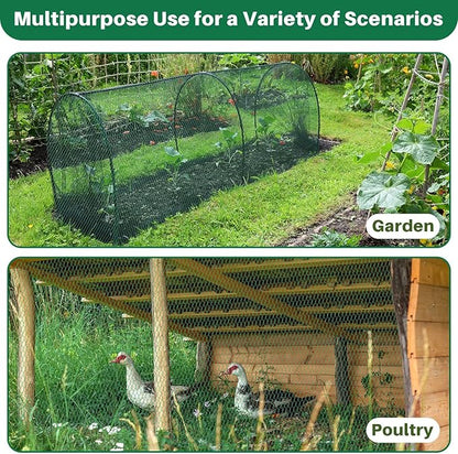 Koi Pond Netting Kit 7 x 10ft, Bird Deer Fence Netting, Durable Net Cover for Leaves, Heavy Duty Fine Mesh, Protect Fish from Birds, Cats & Predators, 12pcs Stakes & Ties Included(Green)