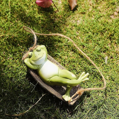 Frog Statues for Garden Outdoors Hanging Sleeping Frog Sculptures Swing Home Décor