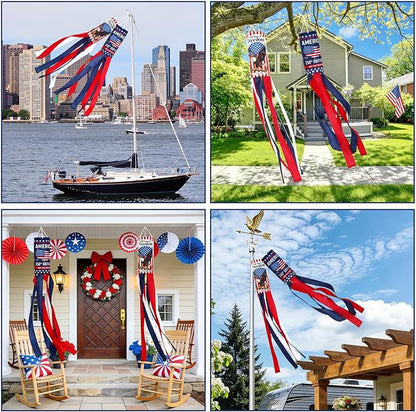 NOVWANG American Eagle Windsock, 2 Pack Heavy Duty USA Wind Spinners Red White Blue Wind Socks for Outdoor 250 Years Anniversary Patriotic Decor
