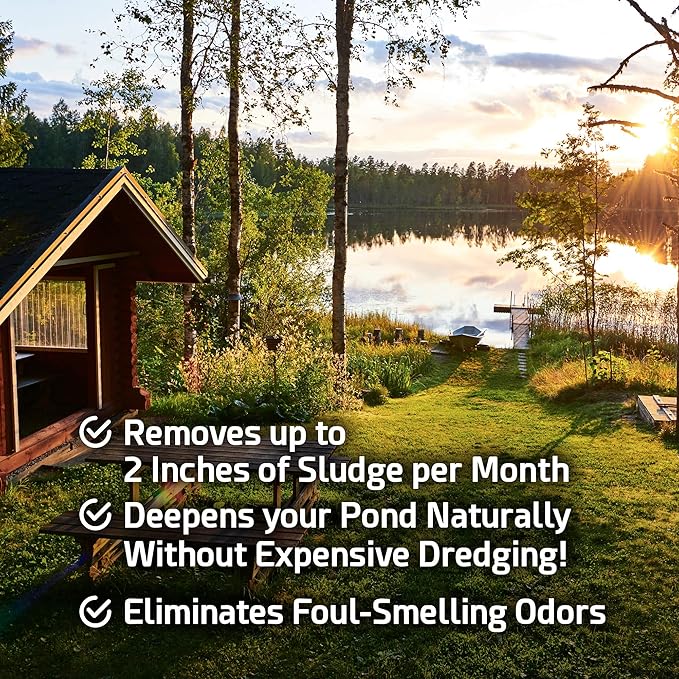 Pond Sludge Remover – 10 Pounds Beneficial Pond Bacteria & Enzyme Treatment - 100% Natural Muck Digester – Safe for All Aquatic Life and Recreation - Made in The USA
