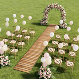 12FT Straight Wooden Garden Pathway Walkway Outdoor Roll Out Decorative Garden Non-Slip Patio Path Decorative Boardwalk Outdoor Road Floor for Backyard Beach Wedding Party