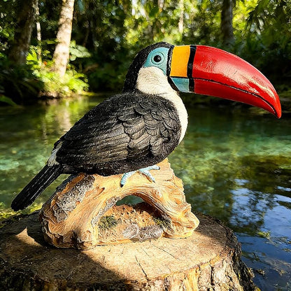 Teaeeno Toucan Decor Statue,Toucan Bird Outdoor Tiki, Resin Toucans Outdoor Tropical Decor Bird Sculptures for Patio Lawn Yard Home Decoration, Tropical Garden Decor