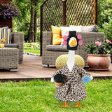 Shyyween Lady Porch Goose Outfit for 23'' Cement Plastic Lawn Goose Statue Clothes Bathrobe Coffee Cup Curlers for Outdoor Garden Yard Patio Decoration(Leopard Print Color)