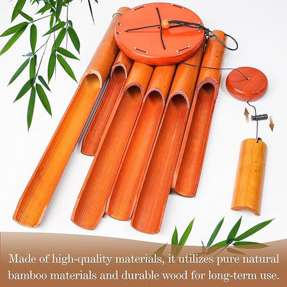 Bamboo Wind Chimes 38" 6 Tube, Handcrafted Wooden Wind Chime Bring a Unique and Soothing Melody, Create a Zen Atmosphere for Outdoor Indoor Decor, for Sympathy, Memorial
