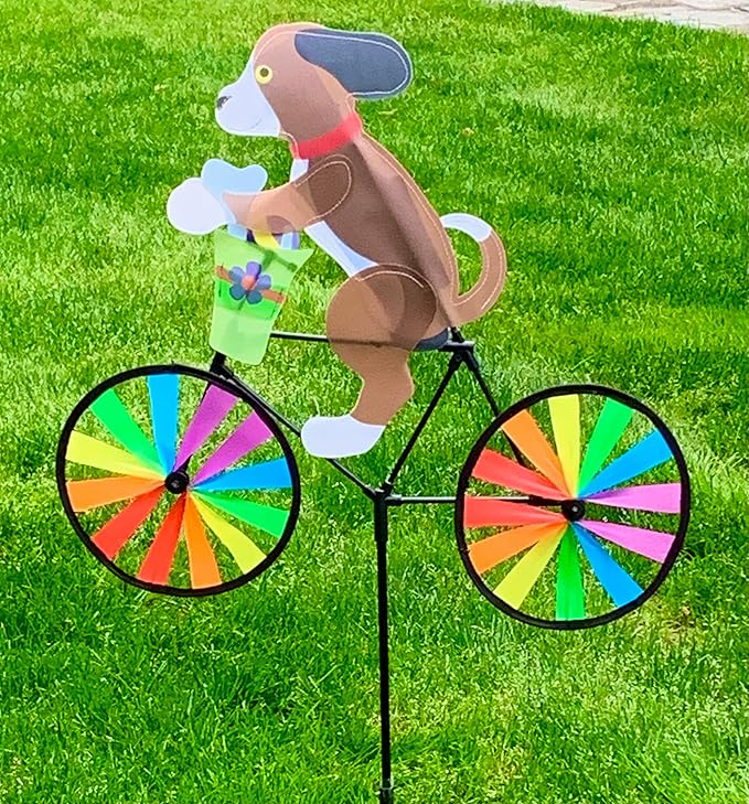 Brown Dog on Bicycle Wind Spinner