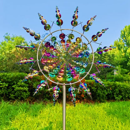 Outdoor Metal Wind Spinner for Yard and Garden,Shirem Magical Metal Windmill for Backyards,Wind Kinetic Sculpture,Wind Spinners Outdoor Clearance,Shirem Wind Spinner,12 inches *36 inches, Colorful