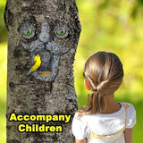 Tree Faces Bird Feeder,Tree Faces Decor Outdoor,Old Man with Glowing Eyes in Dark,Yard Art Sculpture,Spring Garden Decor,Gift