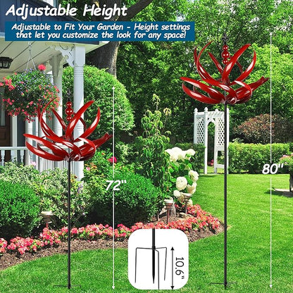 Wind Spinner for Yard and Garden 360° Rotating Metal Wind Sculpture Outdoor Kinetic Wind Spinners Stake Height Adjustable Metal Garden Ornament for Patio Lawn Backyard Decorative
