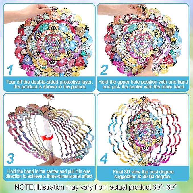 Wind Spinners Outdoor，Wind Spinner for Yard and Garden,3D Wind Spinner Butterfly Gifts for Mother/Friend/Boyfriend/Wife/Grandma,Outdoor Garden Decor Kinetic Yard Art Decoration