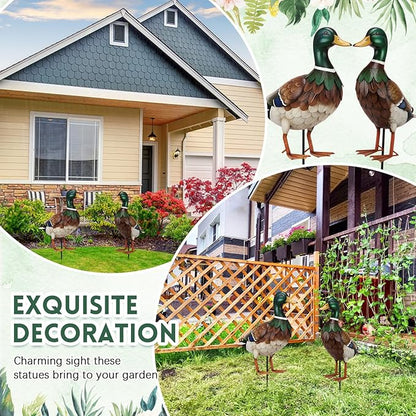 2 Pcs Metal Duck Yard Stakes 31" Duck Yard Art Waterproof Garden Stakes, Colorful Animal Sign for Porch Lawn, Gifts for Ducks Lover