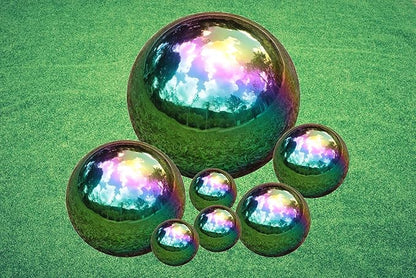 Kesywale Decorative Gazing Ball Set, 7PCS 50-150 mm Gazing Globe Mirror Ball Garden Spheres Centerpiece Balls for Home Outdoor Decor Ornament (Rainbow)