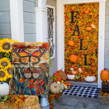 Monarch Butterfly Garden Flags for Outside Fall House Flag 28x40 Double Sided Large Stained Glass Floral Yard Flag Spring Summer Decorative Flags Seasonal Lawn Flags Rustic Outdoor Decor
