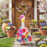 Abbylike 1 Set Spring Flower Porch Goose Outfits Colorful Spring Yard Goose Outfits Costume Clothes Fits Large 23'' Cement for Garden Yard Statue Pathway Decorations
