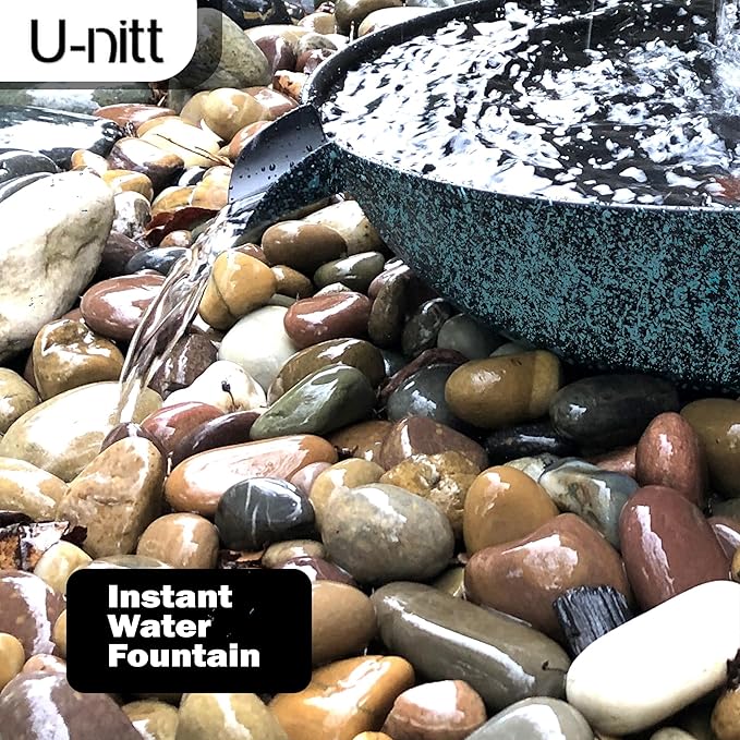 U-nitt 12" Spill Bowl Downspout Catch Basin for Rain Chain Anchoring & Stake | Rainwater Collection for Roof |Gutter Catch Basin | Good for Water Fountain & Birdbath | Black | Handles Heavy Rain