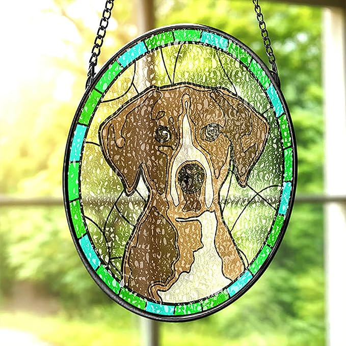 Personalized Dog Portrait Stained Glass Suncatcher Memorial Gift for Pet Lovers, Fur Memorial Gifts for Dogs Memorial Gifts for Loss of Dog, Pet Loss SunCatcher Pets Sympathy Gift Window Hanging