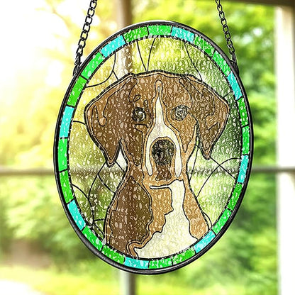 Personalized Dog Portrait Stained Glass Suncatcher Memorial Gift for Pet Lovers, Fur Memorial Gifts for Dogs Memorial Gifts for Loss of Dog, Pet Loss SunCatcher Pets Sympathy Gift Window Hanging